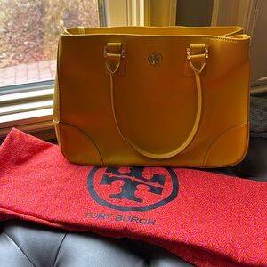 Tory Burch Yellow Handbag w TB dust cover.